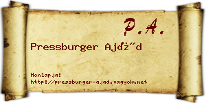 Pressburger Ajád névjegykártya